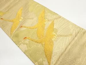 荒波に木・鶴模様織出し袋帯